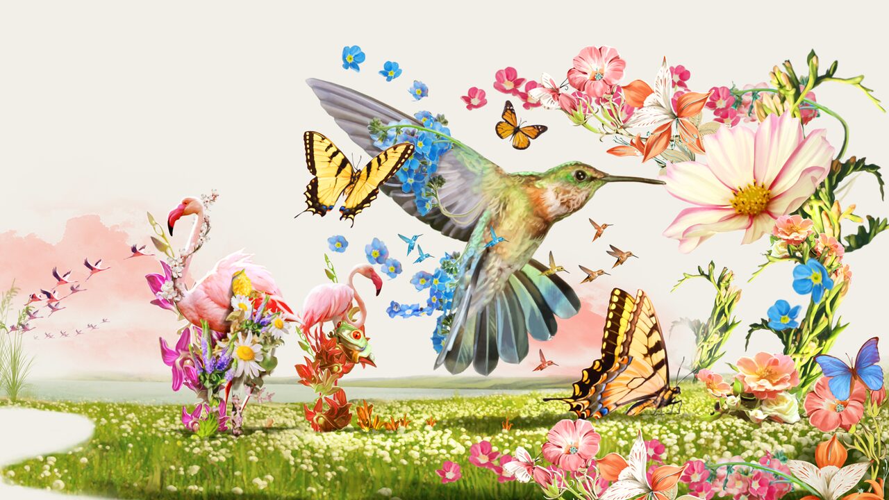 Ferragamo — painted finish, hummingbird