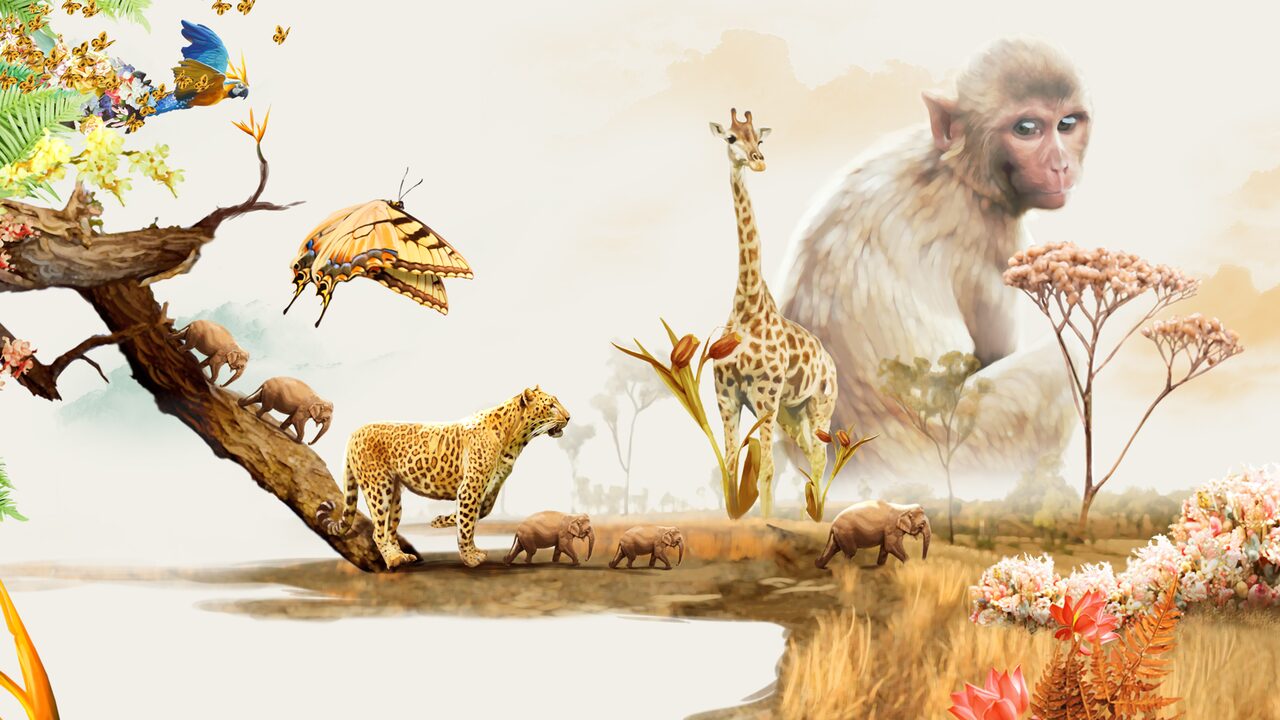 Ferragamo — painted finish, leopard and macaque