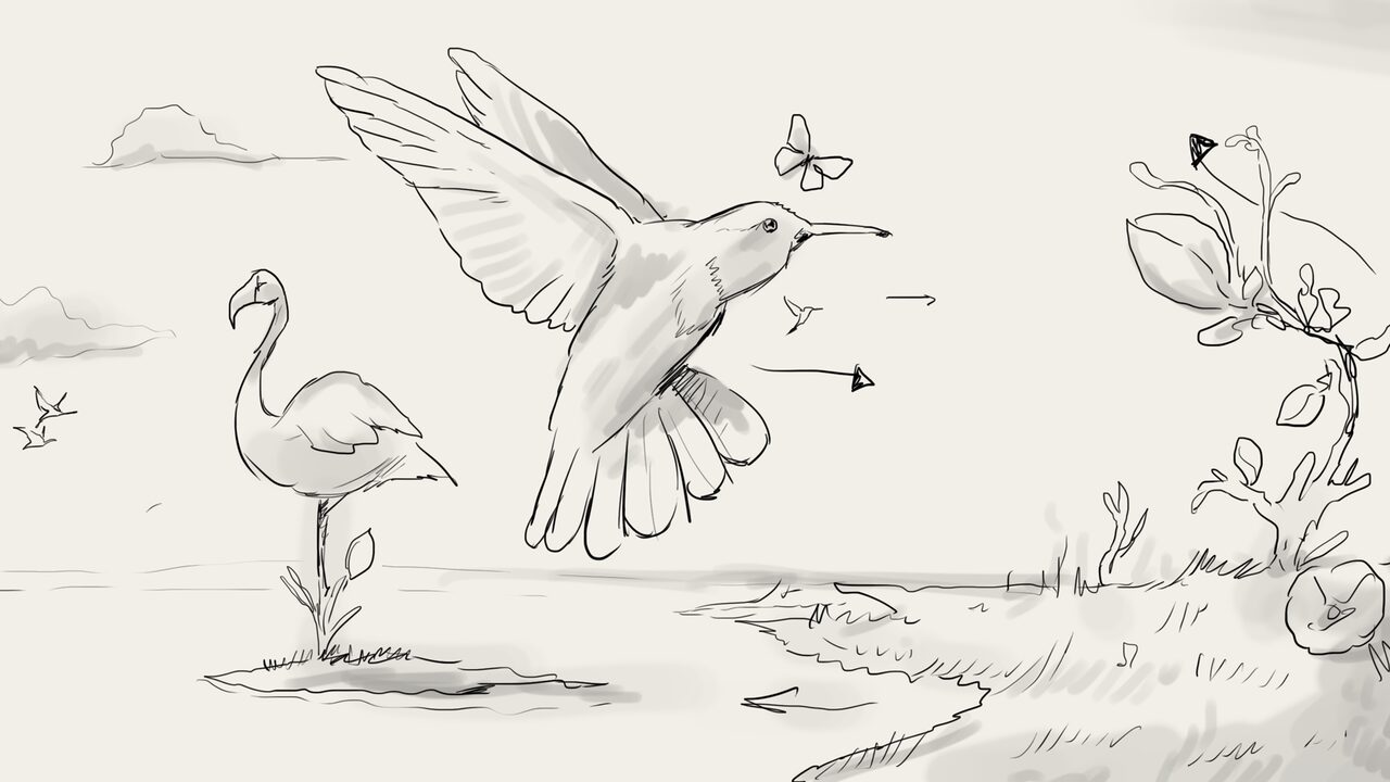 Ferragamo — pencil study, hummingbird
